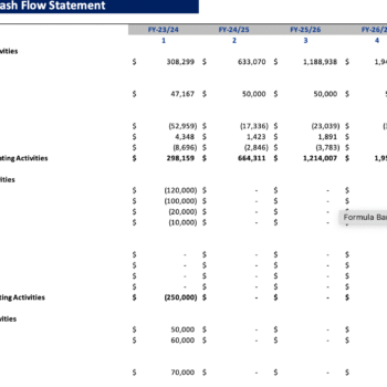 Rental Equipment Excel Financial Model - Cashflow Statement