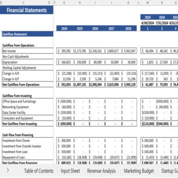 Website Hosting Service - Cash Flow Statement