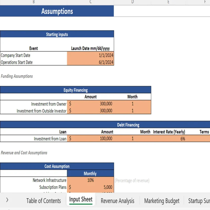 Website Hosting Service - Input Sheet