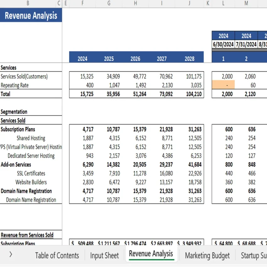 Website Hosting Service - Revenue Analysis