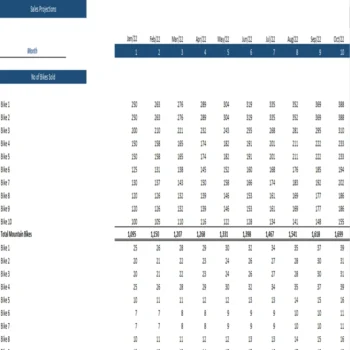 Bike Distribution Excel Financial Model Projection Template-Revenue Analysis