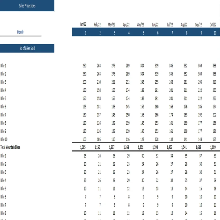 Bike Distribution Excel Financial Model Projection Template-Revenue Analysis