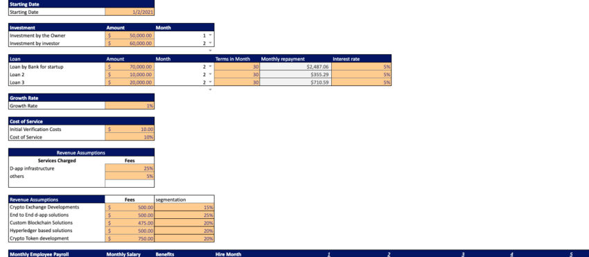 Blockchain Based Software Excel Financial Model