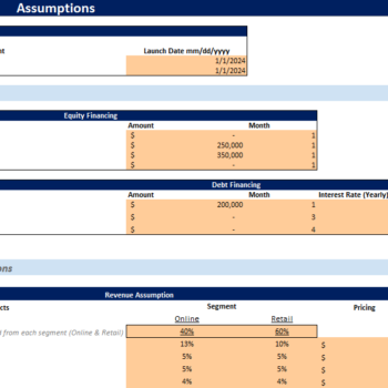 Clothing Brand Financial Model-Input Sheet