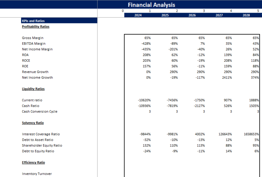 Clothing Brand Financial Model-KPIs and Ratios