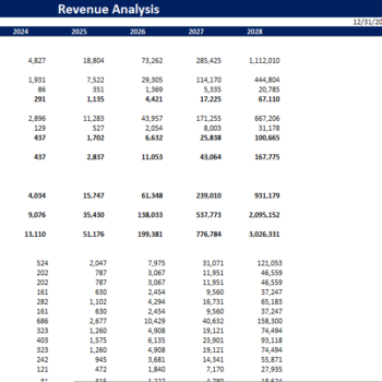 Clothing Brand Financial Model-Revenue Analysis