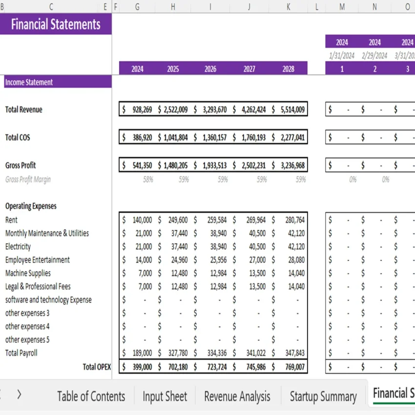 Mental Health Center Financial Model - Income Statement