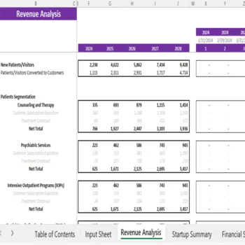 Mental Health Center Financial Model - Revenue Analysis