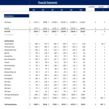 Thrift Store Excel Financial Model - Income Statement