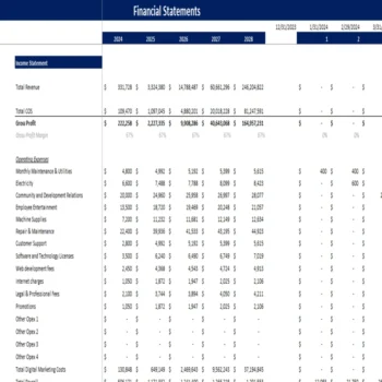 Fintech Financial Model-Income Statement