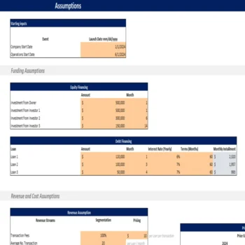 Fintech Financial Model-Input Sheet
