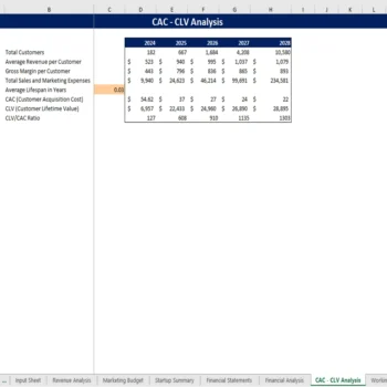 Telemedicine Excel Financial Model - CAC CLV Analysis