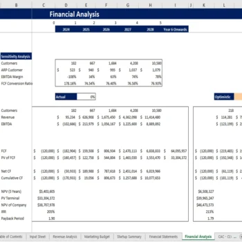 Telemedicine Excel Financial Model - Sensitivity Analysis