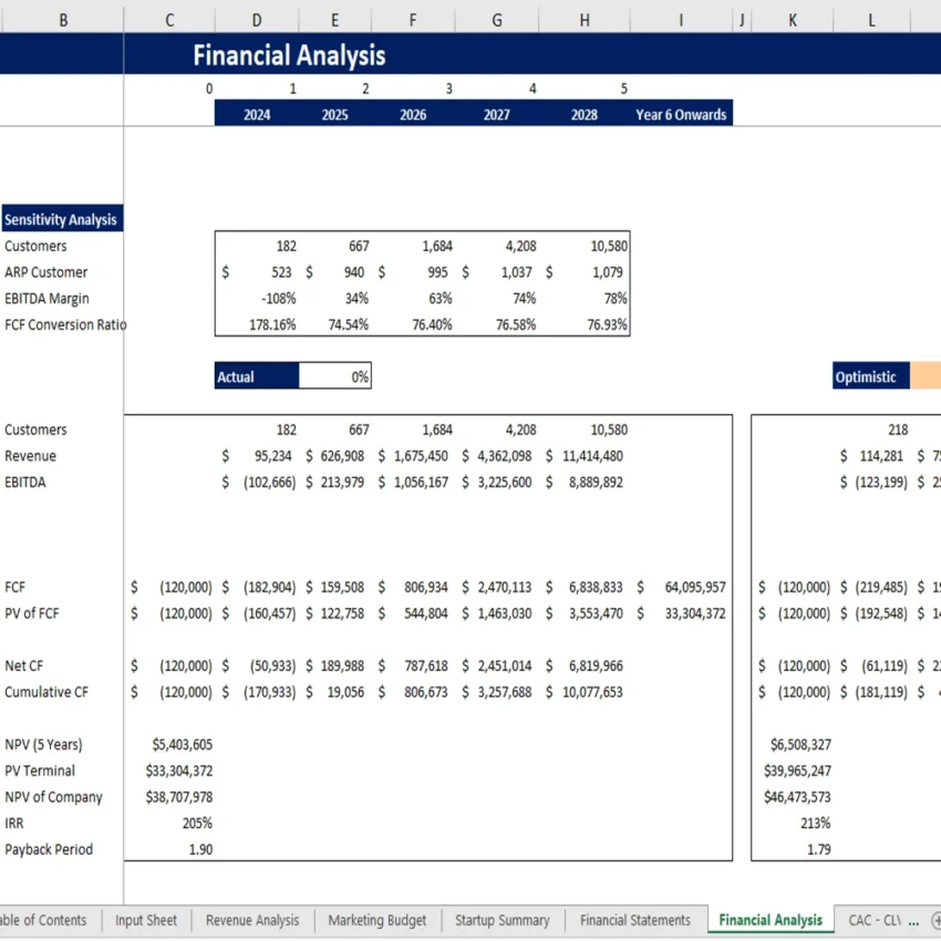 Telemedicine Excel Financial Model - Sensitivity Analysis