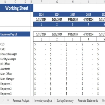 Furniture Store Financial Model - Working Sheet