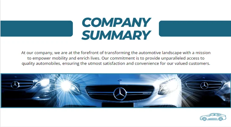 Car Distribution Pitch Deck - Company Summary