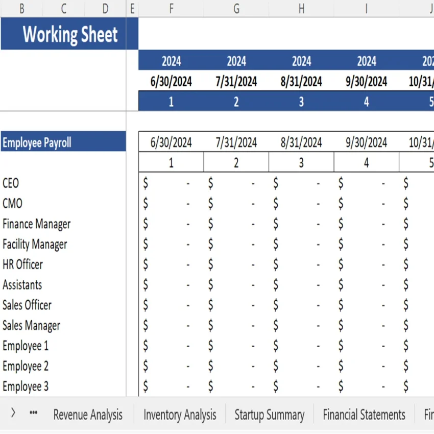 Tire Dealer Financial Model - Working Sheet