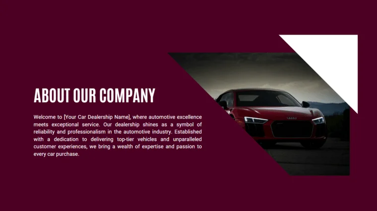 Car Dealer Pitch Deck Template - About Our Company