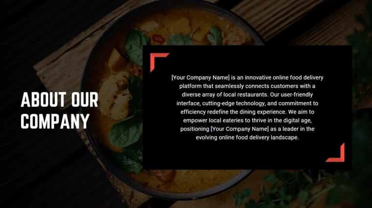 Online Food Delivery Pitch Deck Template - About Our Company