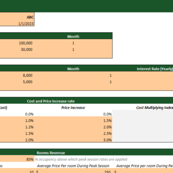 Casino Hotel Financial Model Excel Template-Input