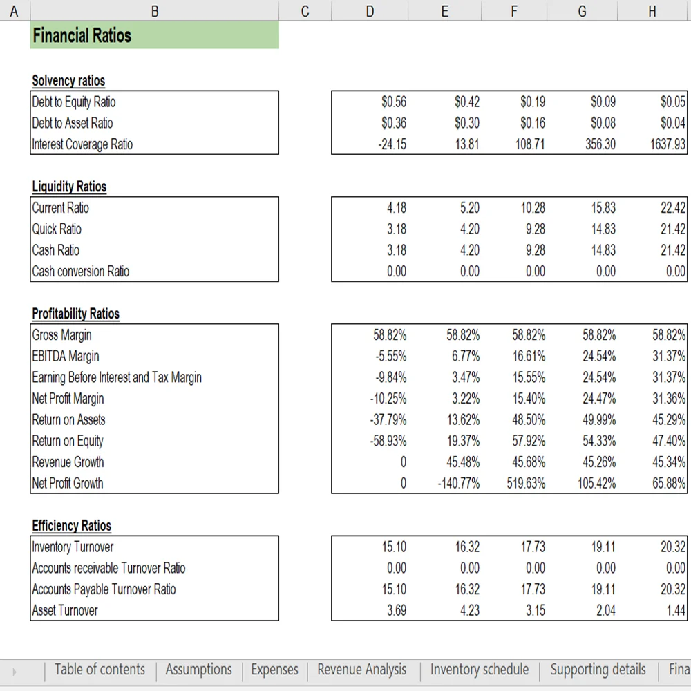 Ice Cream Truck Financial Model - KPIs and Ratios