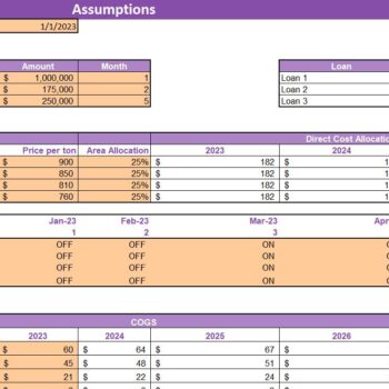 Soybeans Farming Excel Financial Model-Input Sheet