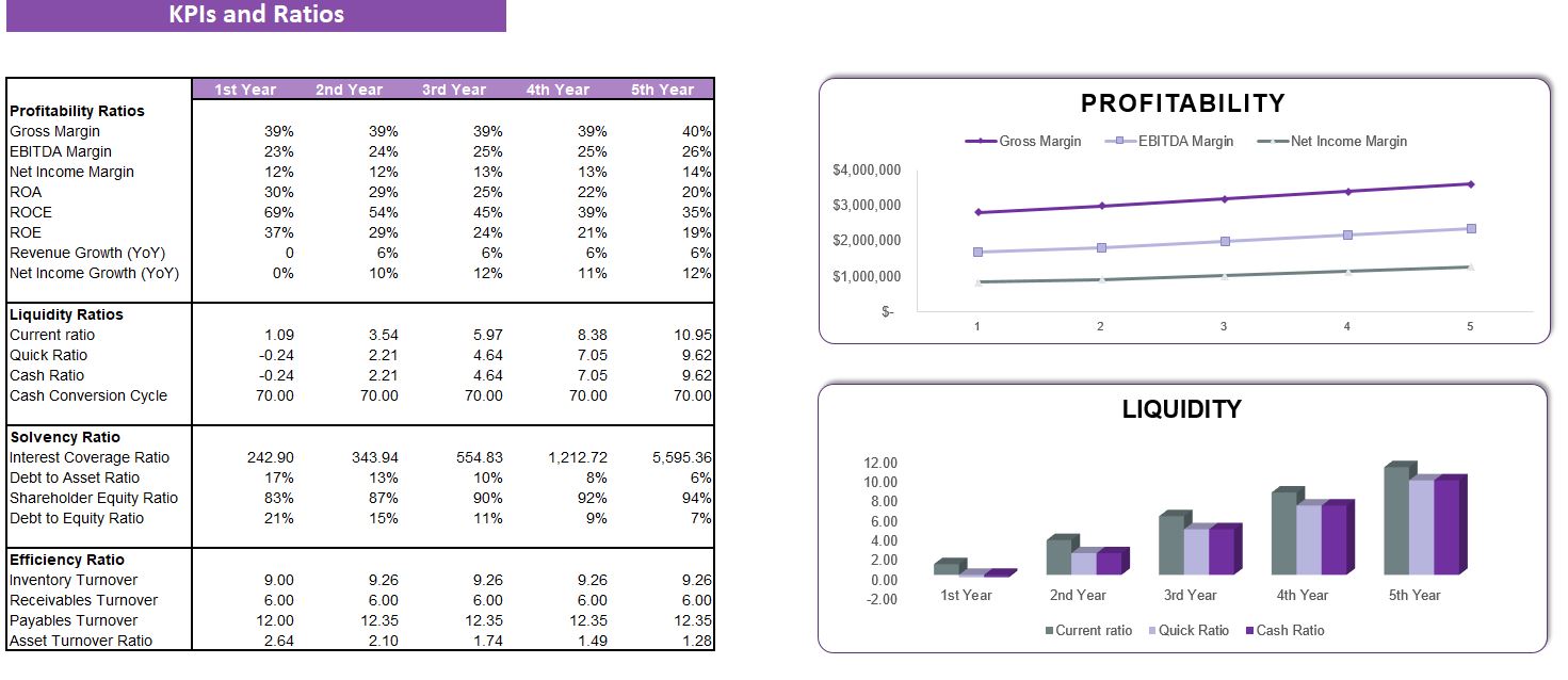 Soybeans Farming Excel Financial Model-KPIs and Ratios