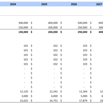 Summer Camp Financial Model Excel Template-Income Statement