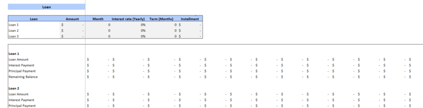 Summer Camp Financial Model Excel Template-Loan