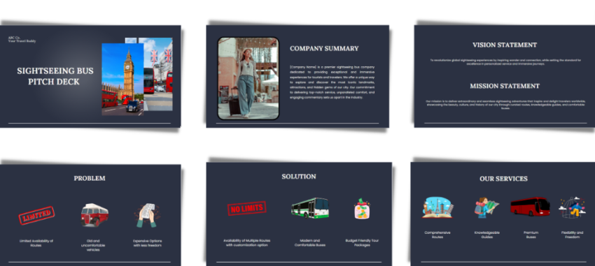 Sightseeing Bus Pitch Deck Template - Problems