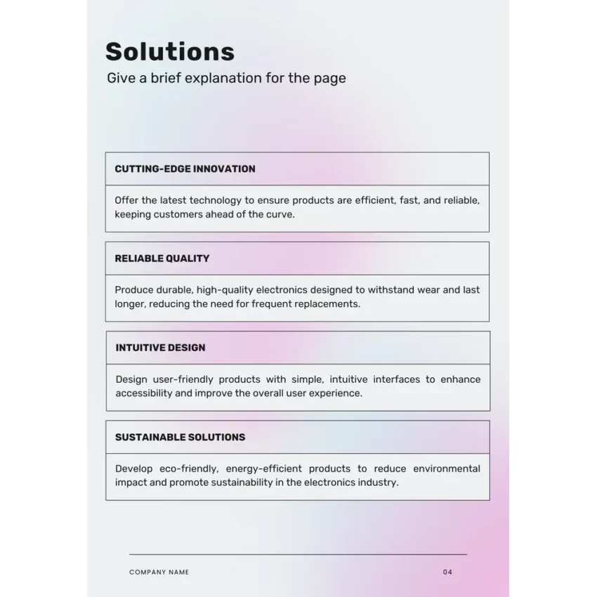 Electronics Business Plan Template - Solutions