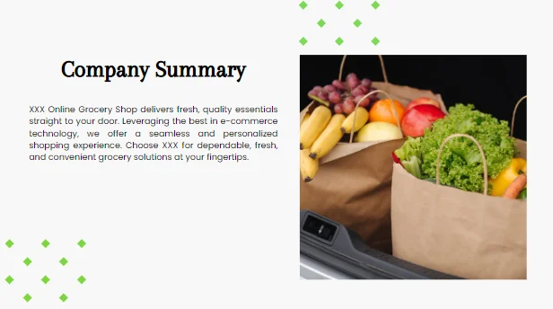 Online Grocery Shop Pitch Deck - Company Summary