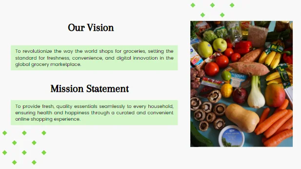 Online Grocery Shop Pitch Deck - Mission - Vision