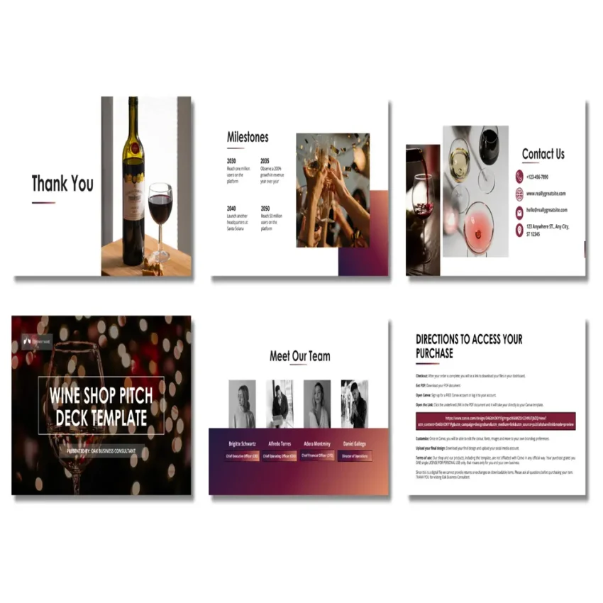 Wine Shop Pitch Deck Template - Contact Us - FI