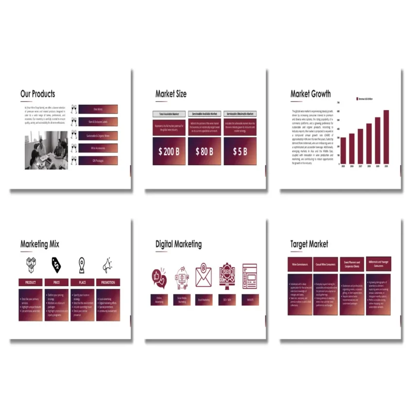 Wine Shop Pitch Deck Template - Market Growth - FI