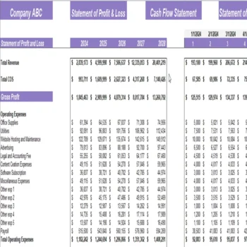 Writers Excel Financial Model Projection Template-Income Statement