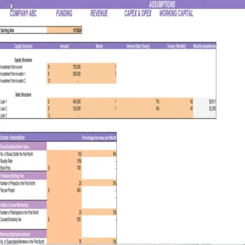 Writers Excel Financial Model Projection Template-Input Sheet