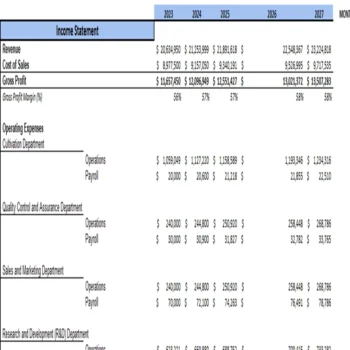 Botanical Farming Excel Financial Model Projection Template - Income Statement Projection