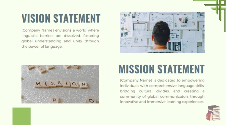 Language School Pitch Deck - Vision Mission