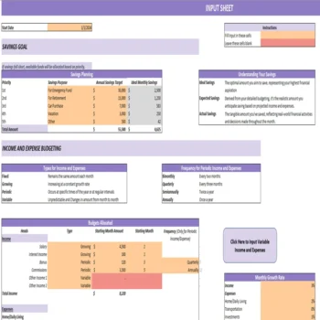 Savings Goal Tracker - Input Sheet