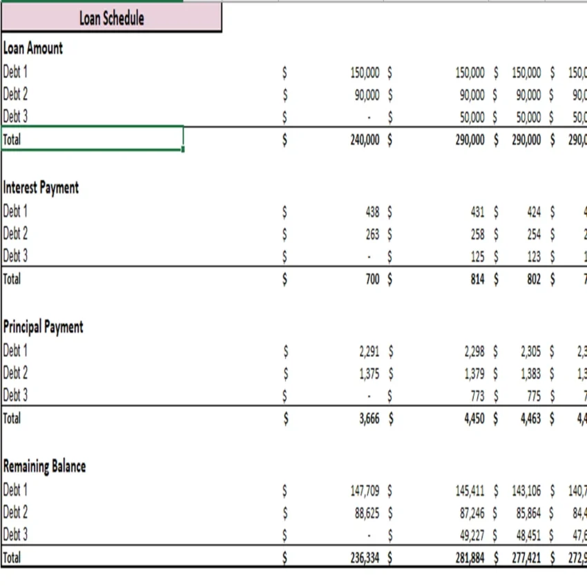 Wheat Farming Excel Financial Model Projection Template - Loan Amortization Schedule