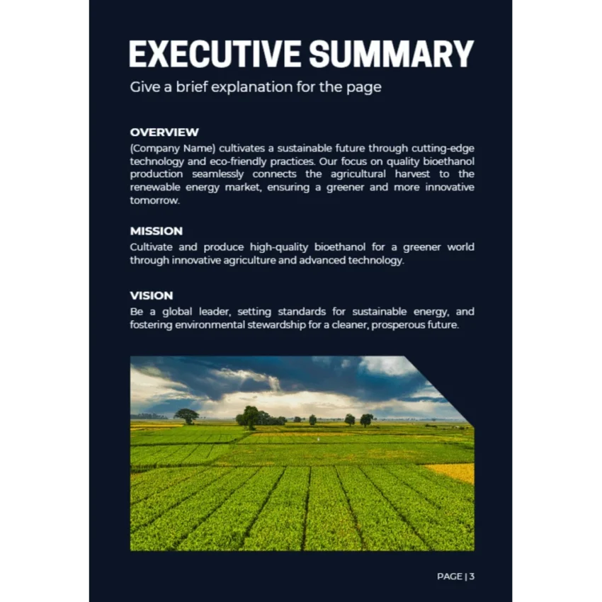 Agricultural Bioethanol Business Plan - Executive Summary