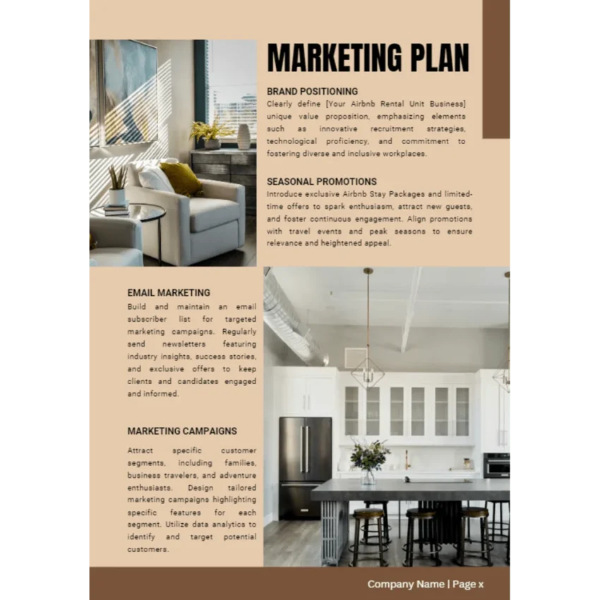 Airbnb Rental Unit Business Plan - Marketing Plan