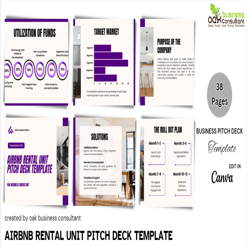 Airbnb Rental Unit Pitch Deck Template - Oak Business Consultant
