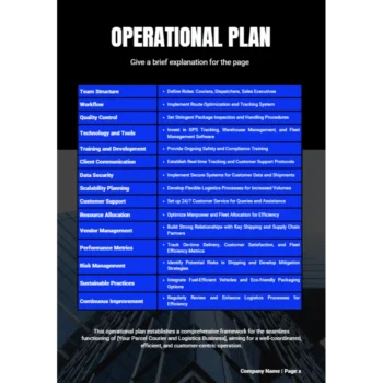 Parcel Courier and Logistic Business Plan - Operational Plan