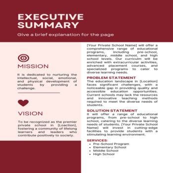 Private School Business Plan-Executive Summary