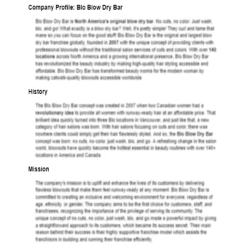 Blo Blow Dry Bar Franchise - Company Profile