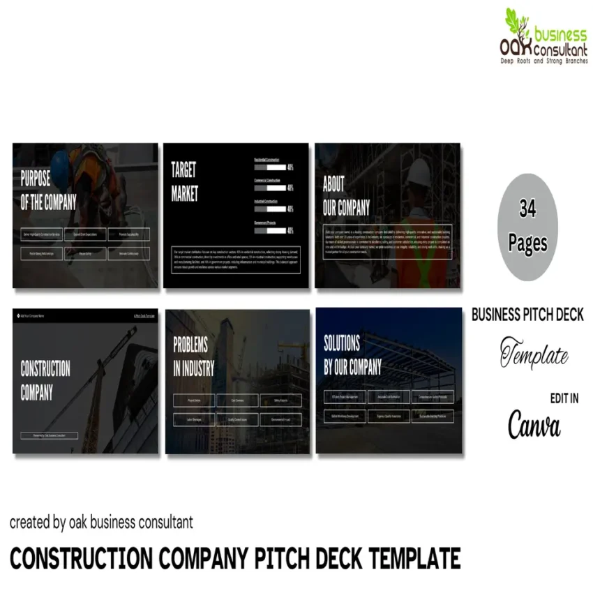 Construction Company Pitch Deck Template - Company Summary - FI