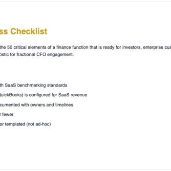 SaaS CFO Readiness Checklist-Financial Infrastructure