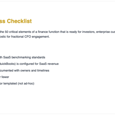 SaaS CFO Readiness Checklist-Financial Infrastructure